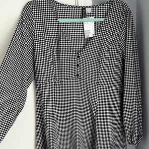 Houndstooth Minidress, size 14, H&M, long sleeves